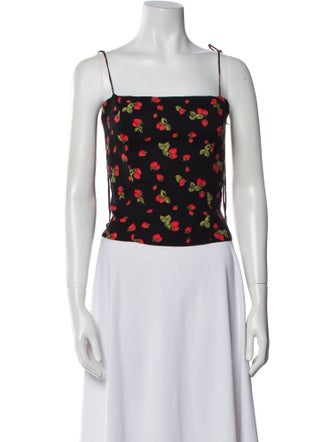 Reformation Floral Print Square Neckline Crop Top