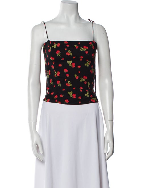 Reformation Floral Print Square Neckline Crop Top