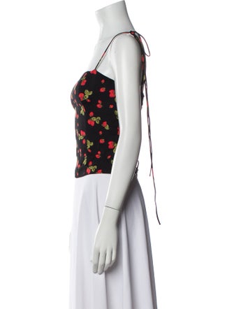 Reformation Floral Print Square Neckline Crop Top