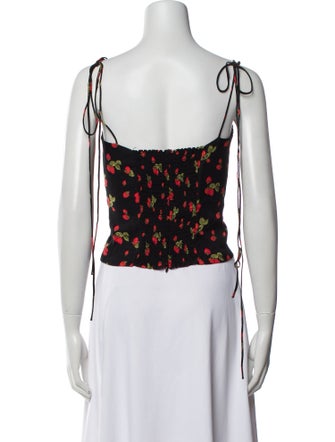 Reformation Floral Print Square Neckline Crop Top