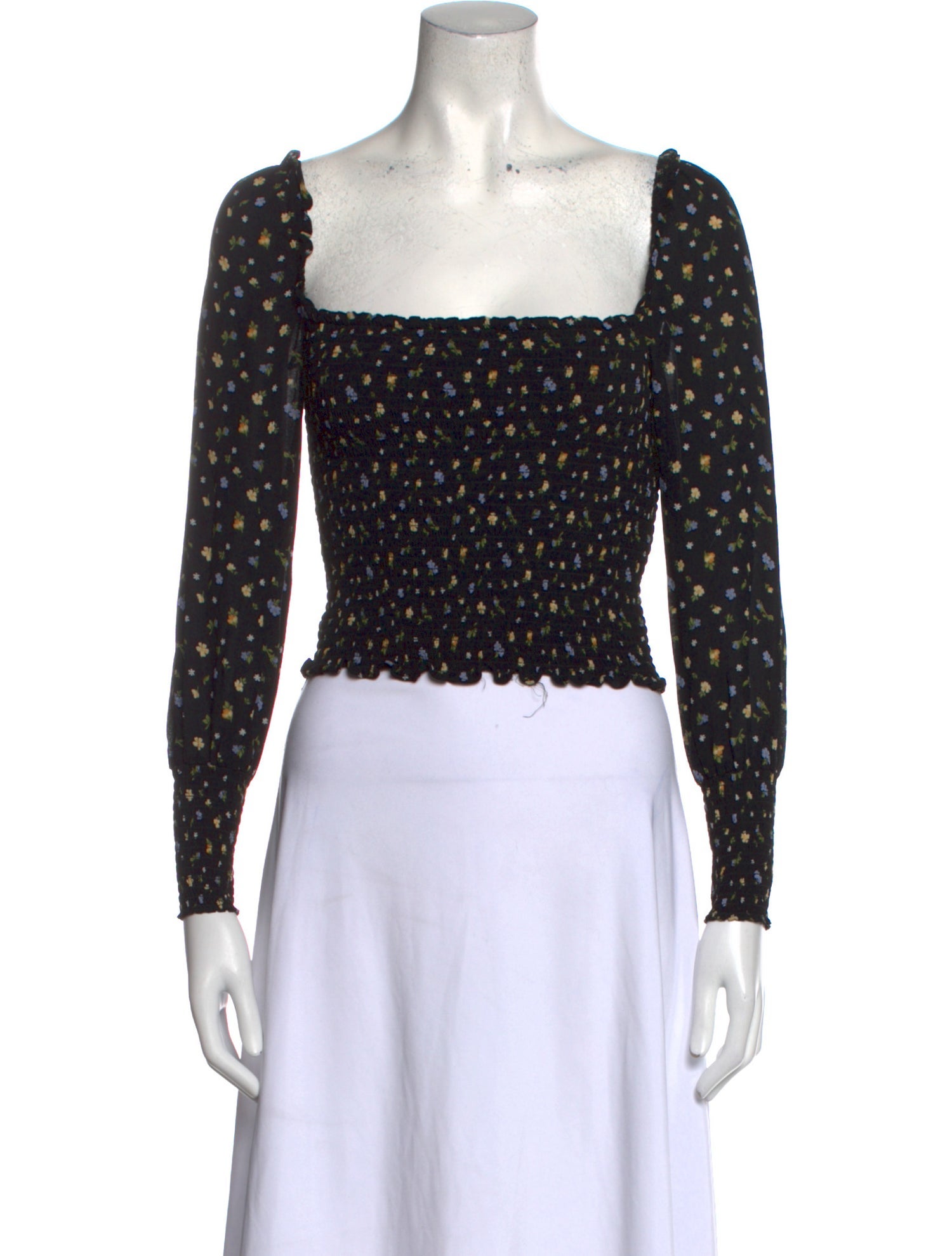 Reformation Floral Print Square Neckline Crop Top