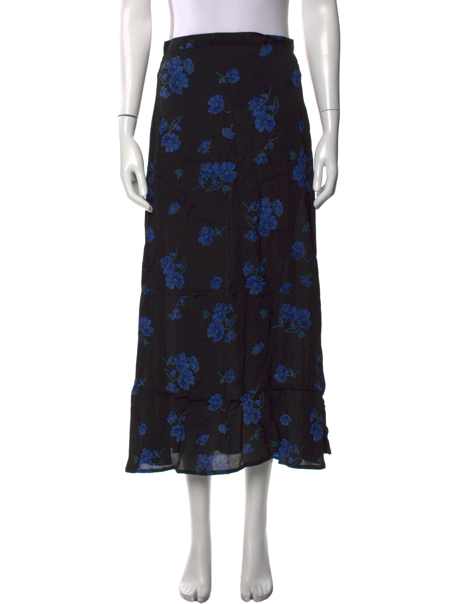 Reformation Floral Print Midi Length Skirt