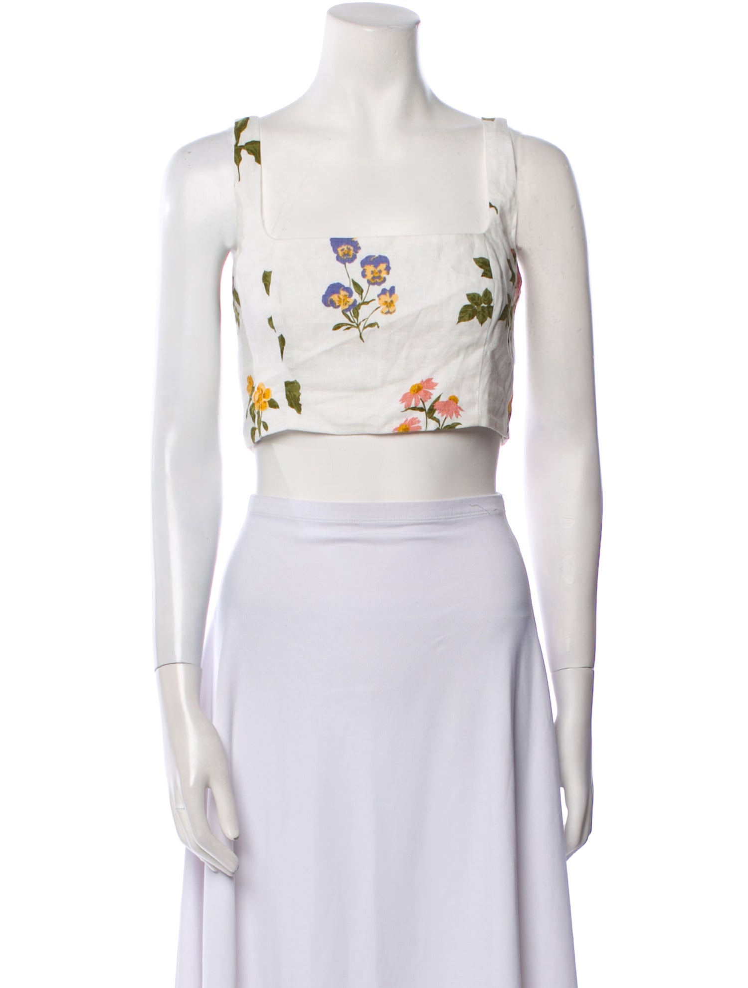 Reformation Linen Floral Print Crop Top