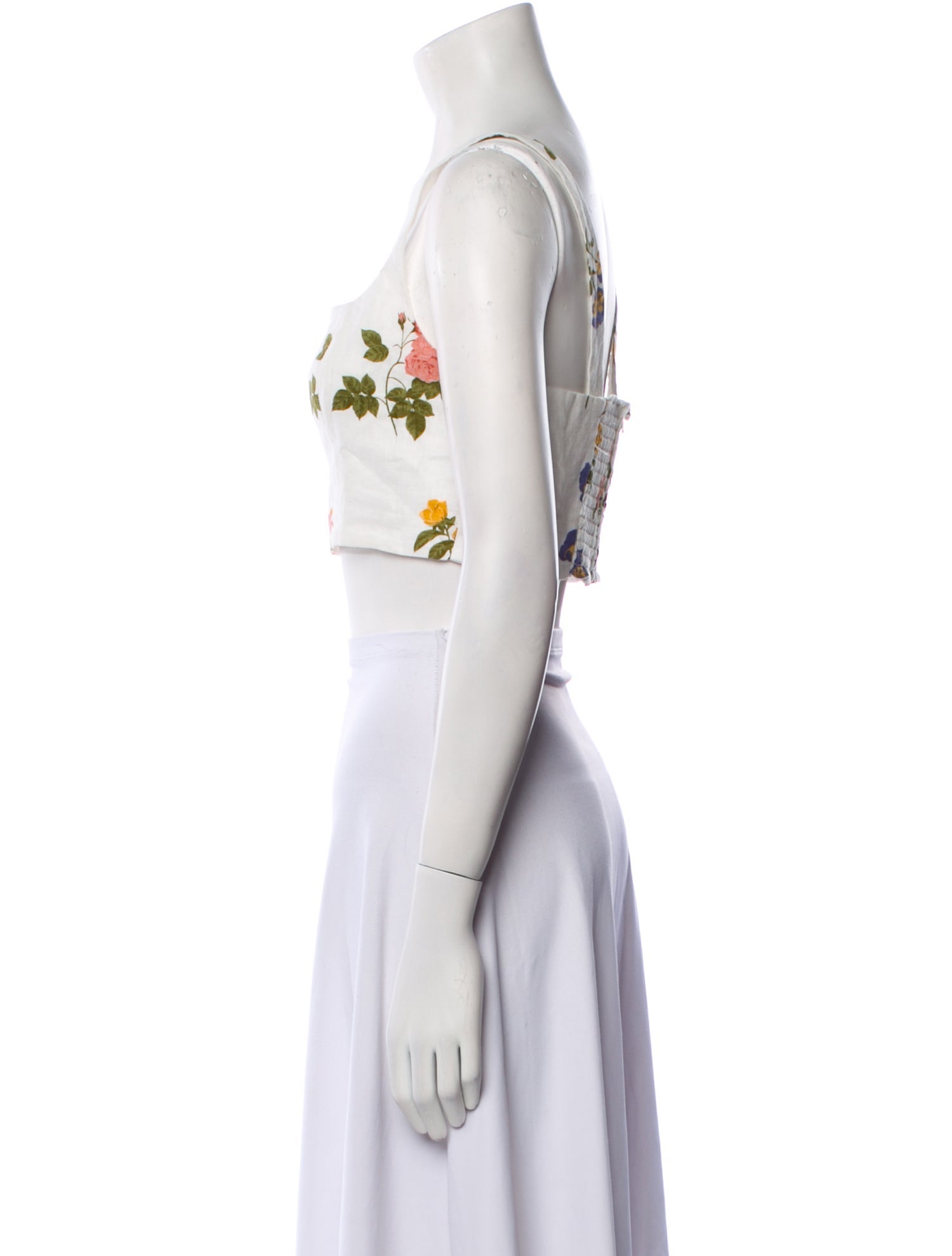 Reformation Linen Floral Print Crop Top