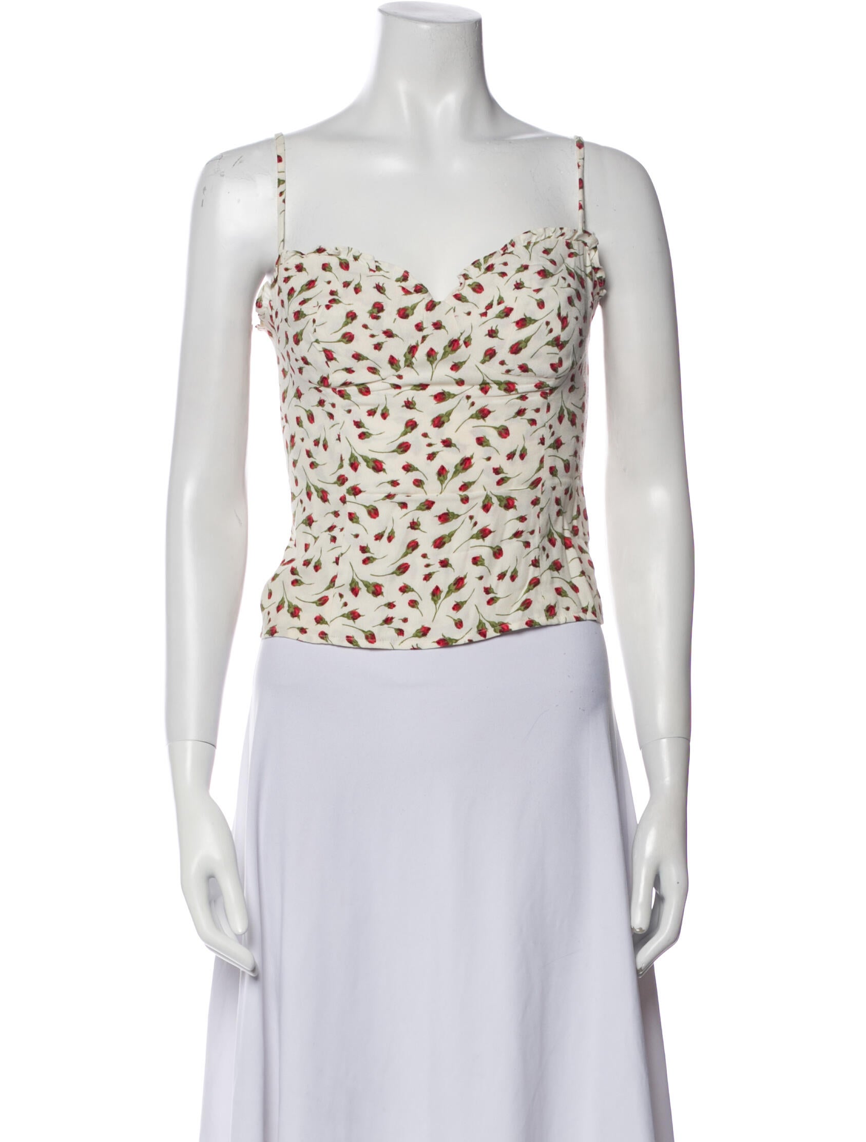 Reformation Floral Print Square Neckline Crop Top