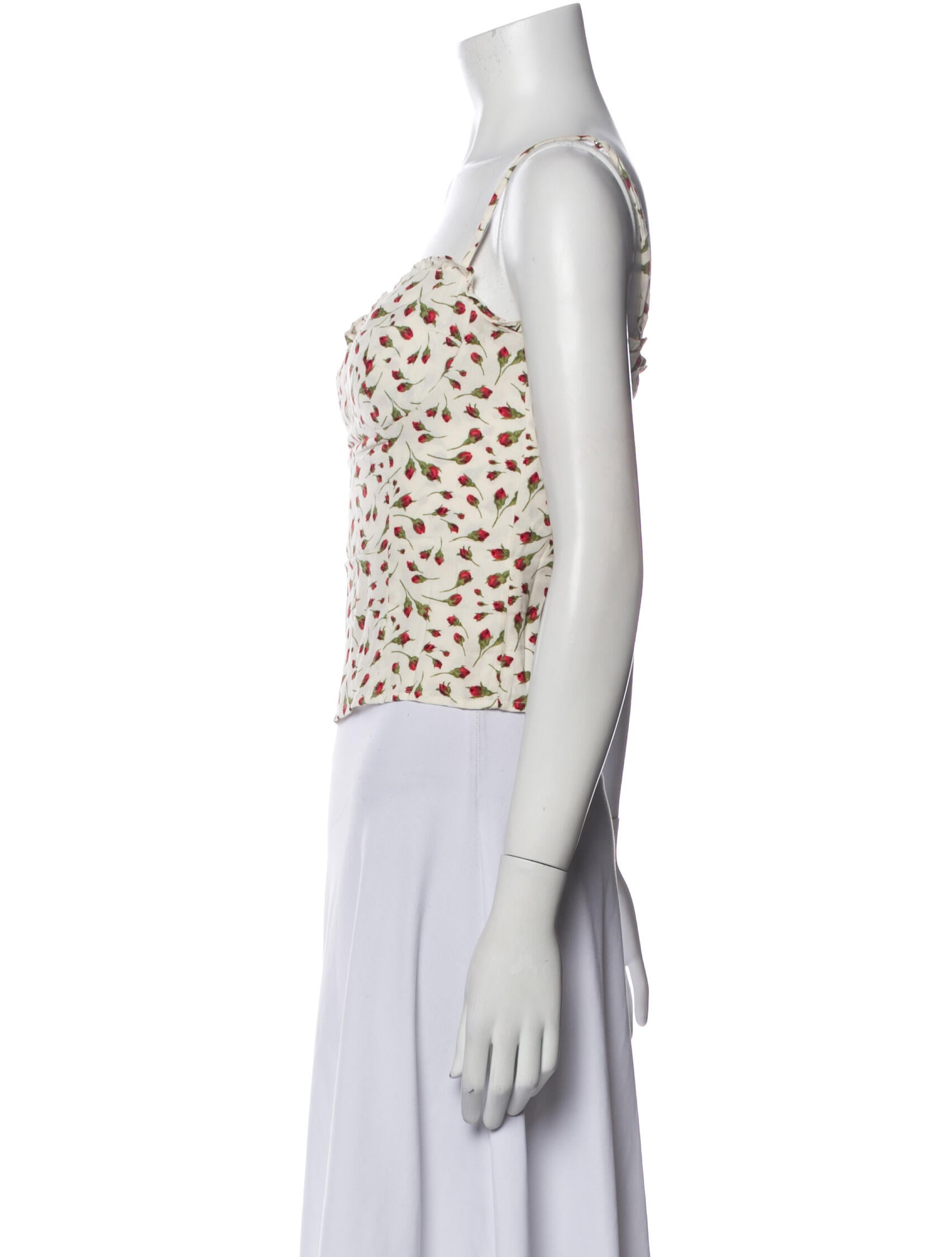 Reformation Floral Print Square Neckline Crop Top