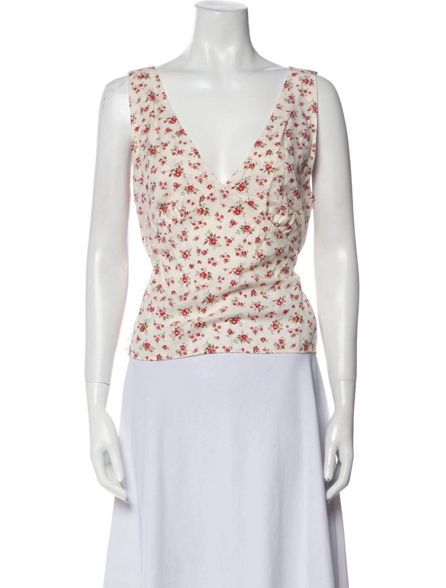 Reformation Floral Print V-Neck Crop Top