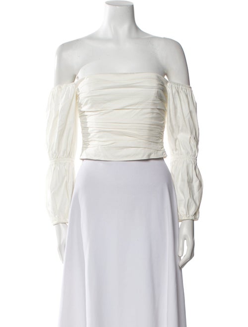 Reformation Off-The-Shoulder Three-Quarter Sleeve Crop Top