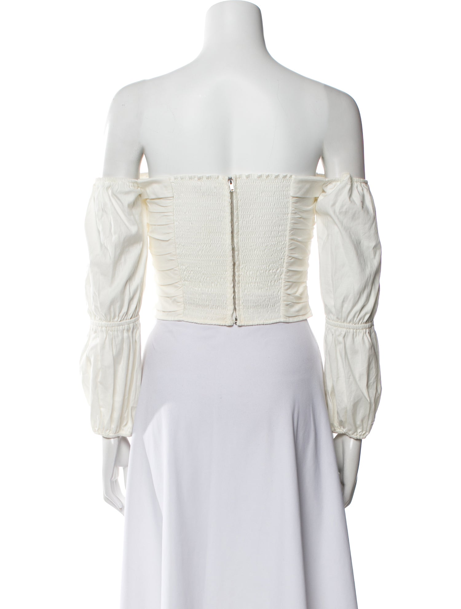 Reformation Off-The-Shoulder Three-Quarter Sleeve Crop Top