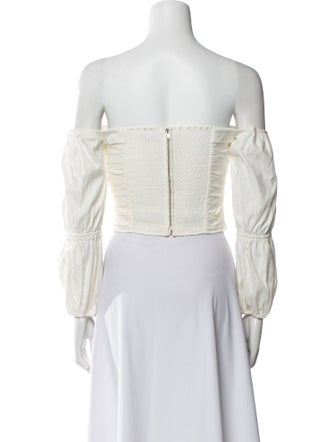 Reformation Off-The-Shoulder Three-Quarter Sleeve Crop Top