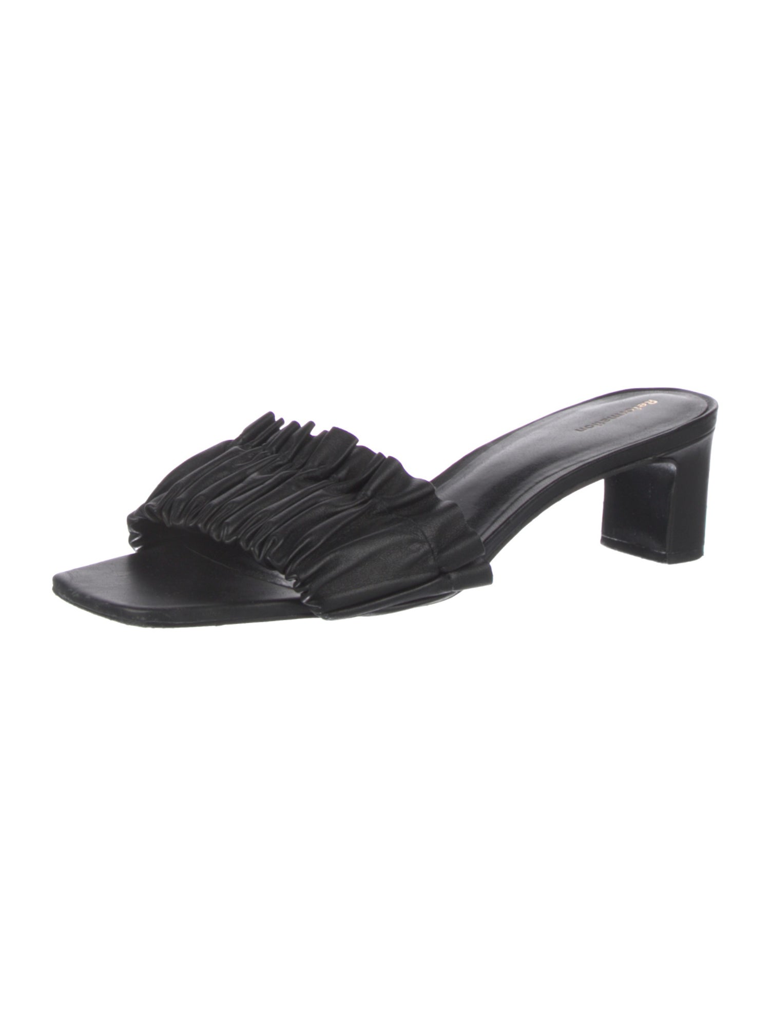 Reformation Leather Pleated Accents Slides
