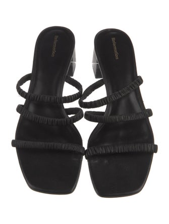 Reformation Leather Ruffle Embellishment Slides