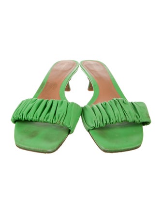 Reformation Leather Ruffle Embellishment Slides