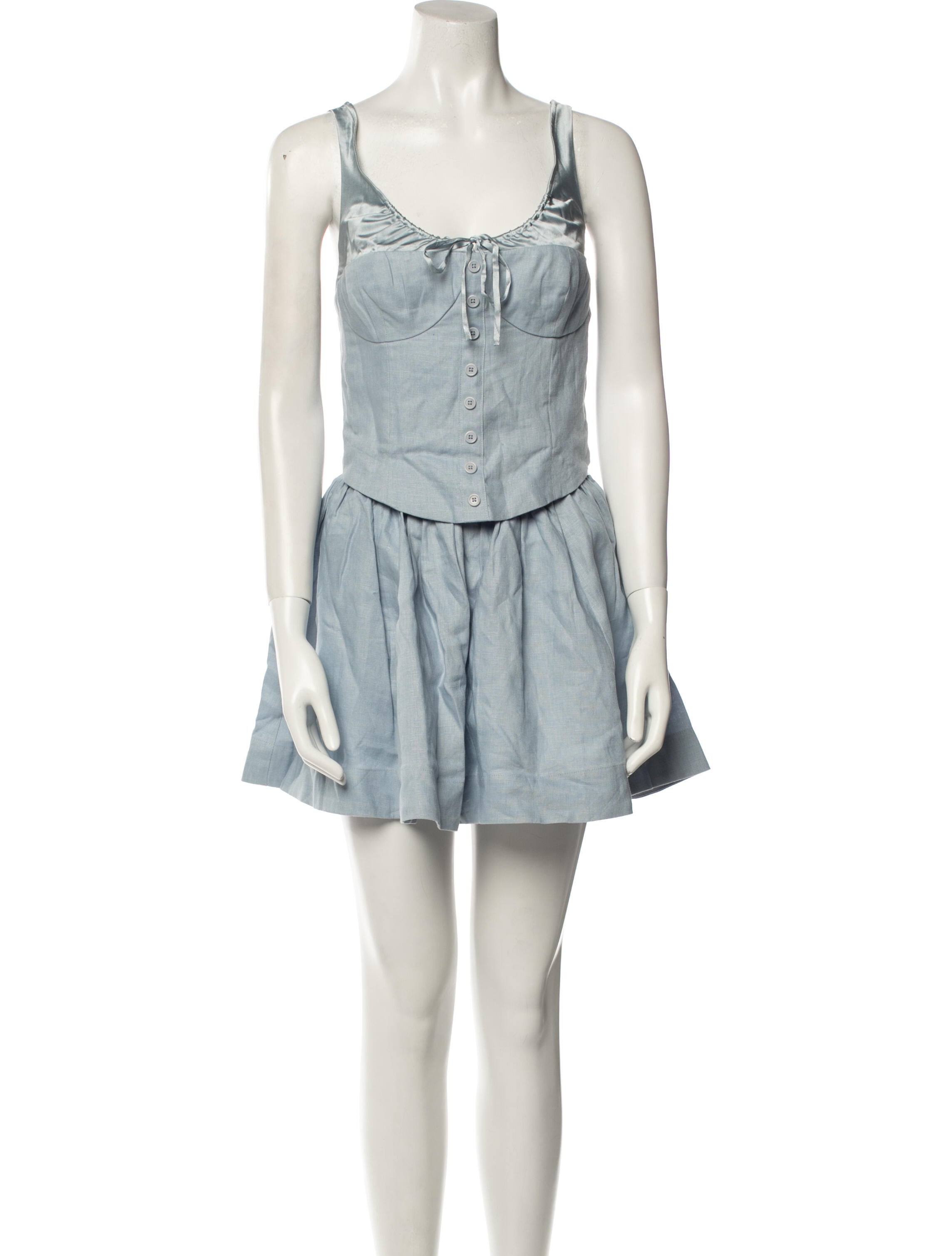 Reformation Linen Ruffle Embellishment Skirt Set