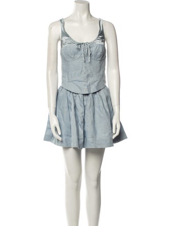 Reformation Linen Ruffle Embellishment Skirt Set