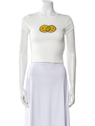 Reformation Graphic Print Crew Neck Crop Top