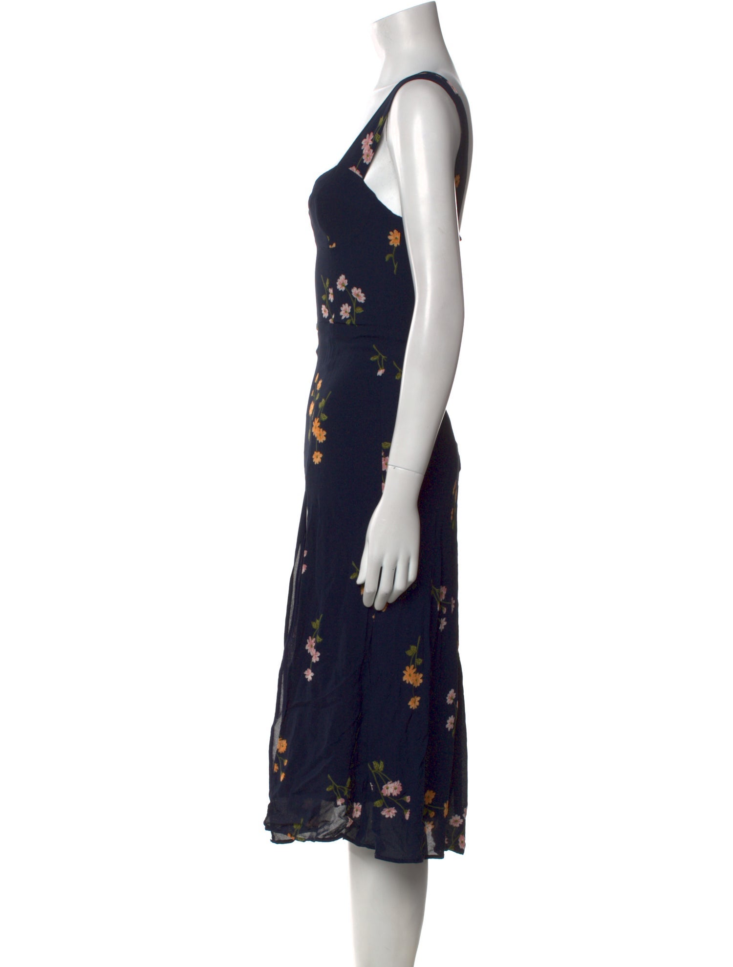 Reformation Floral Print Midi Length Dress