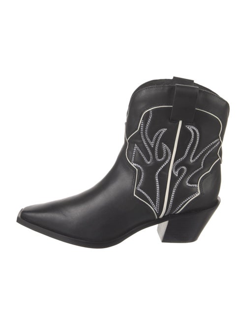 Reformation Leather Embroidered Accent Western Boots