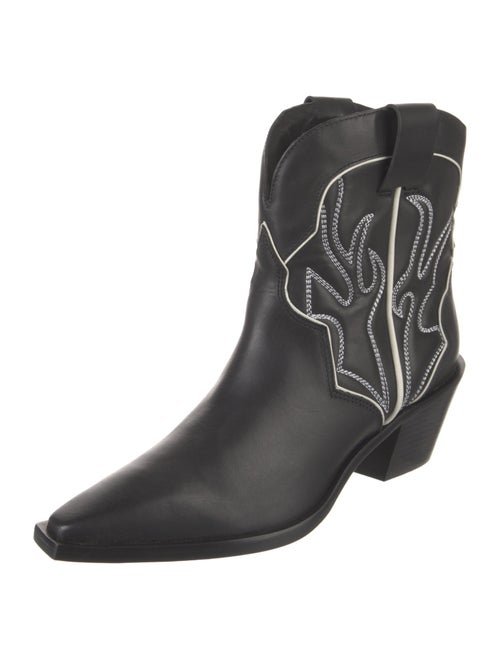 Reformation Leather Embroidered Accent Western Boots