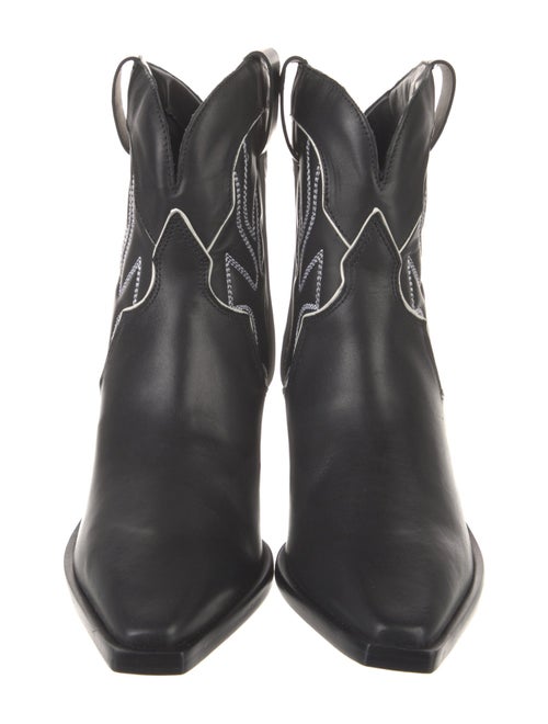 Reformation Leather Embroidered Accent Western Boots