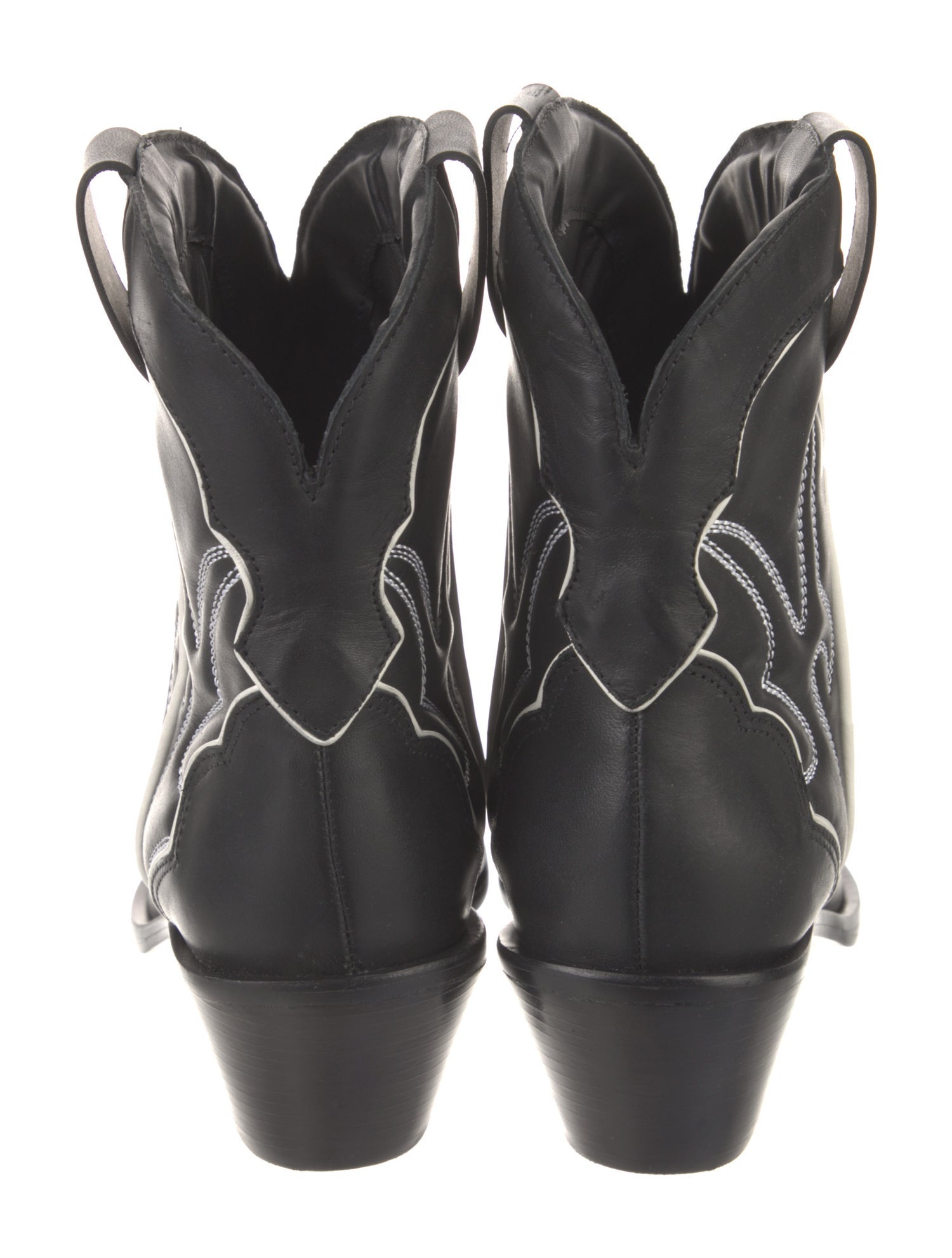 Reformation Leather Embroidered Accent Western Boots