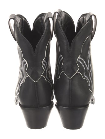 Reformation Leather Embroidered Accent Western Boots