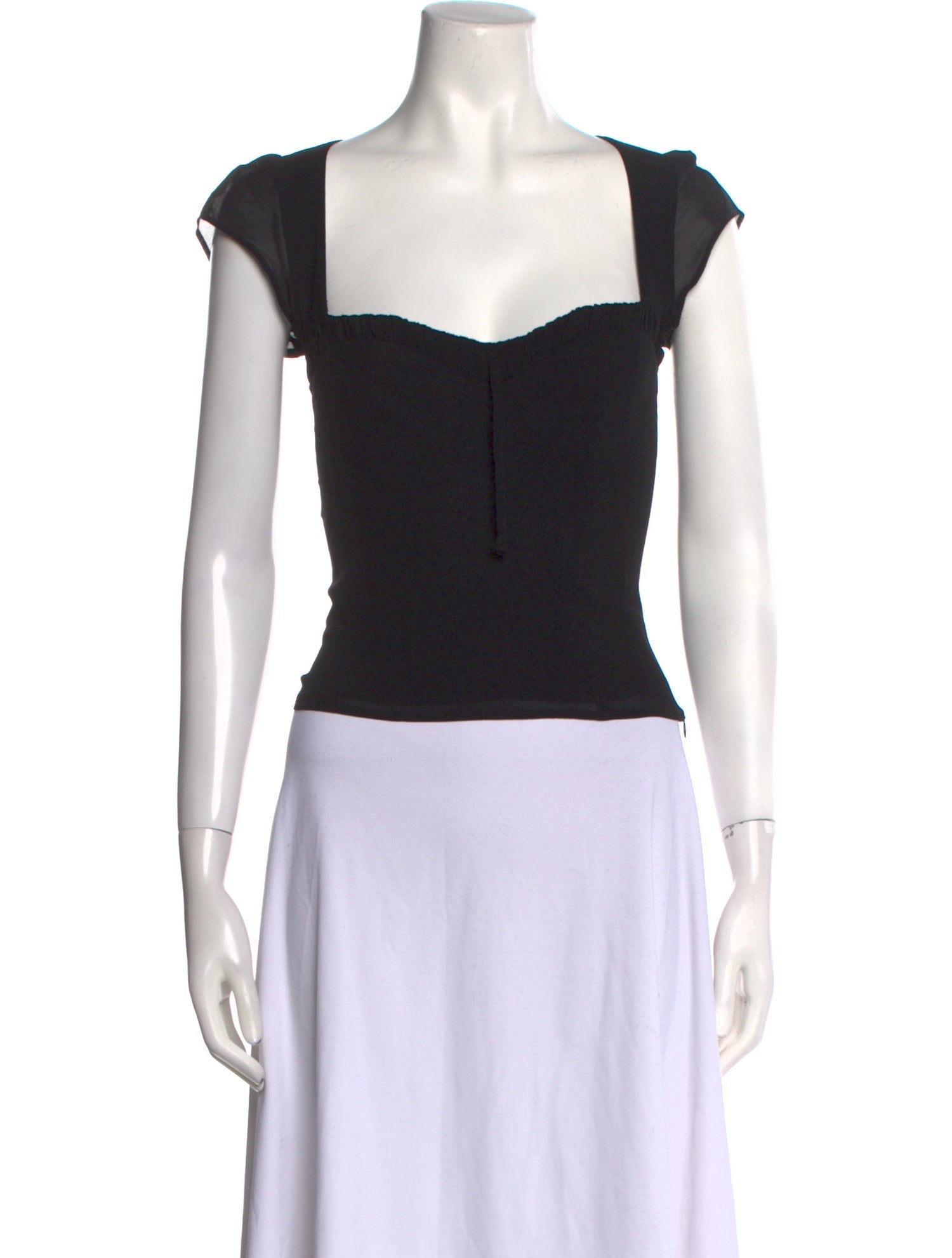 Reformation Square Neckline Short Sleeve Crop Top