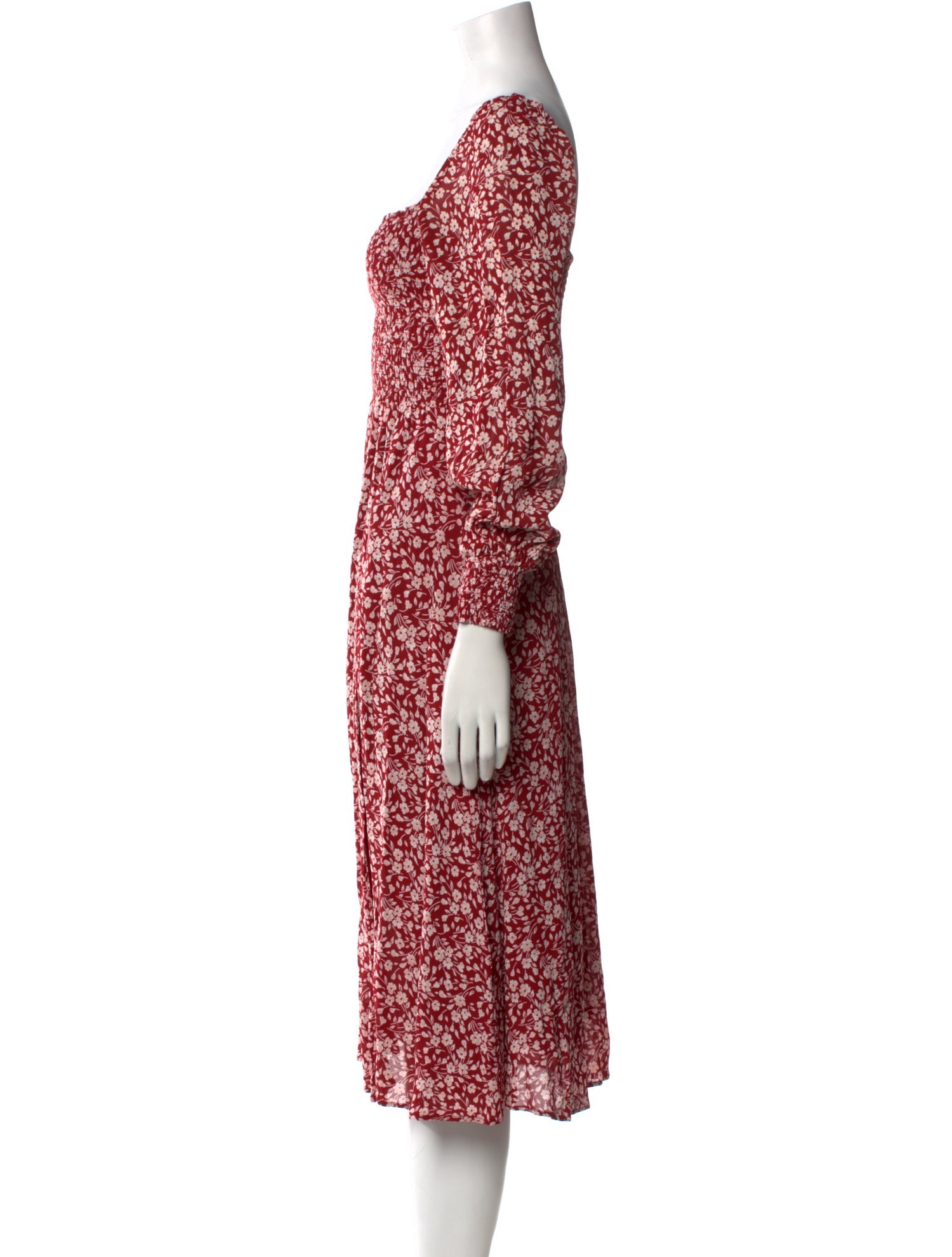 Reformation Floral Print Midi Length Dress