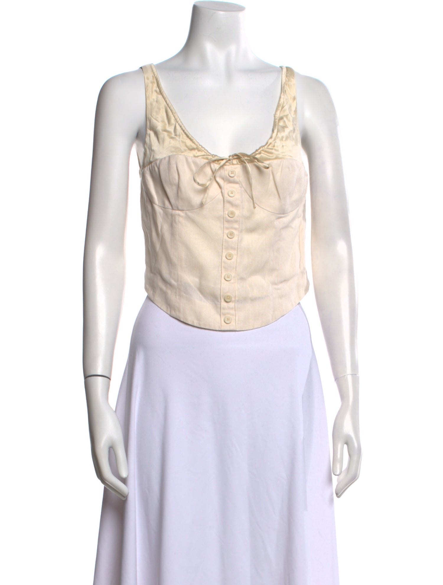 Reformation Linen Scoop Neck Crop Top