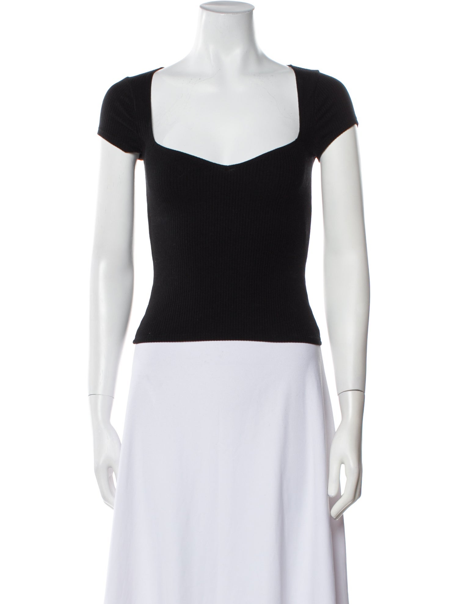 Reformation Square Neckline Short Sleeve Crop Top