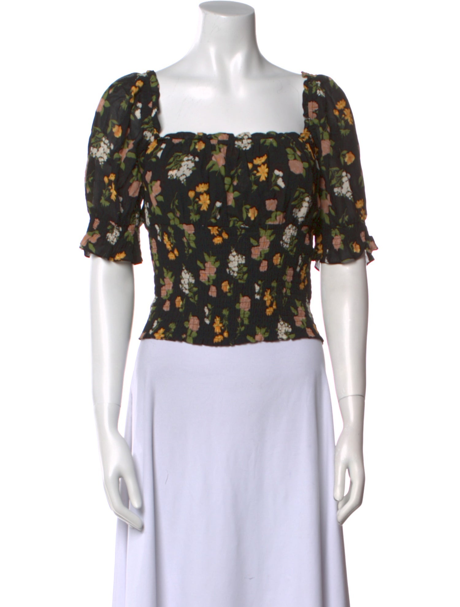 Reformation Floral Print Square Neckline Crop Top