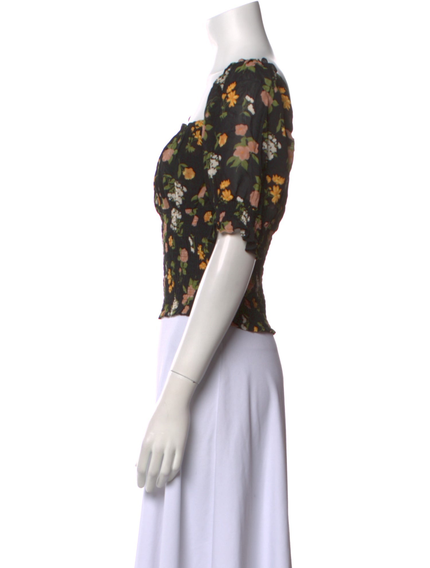 Reformation Floral Print Square Neckline Crop Top