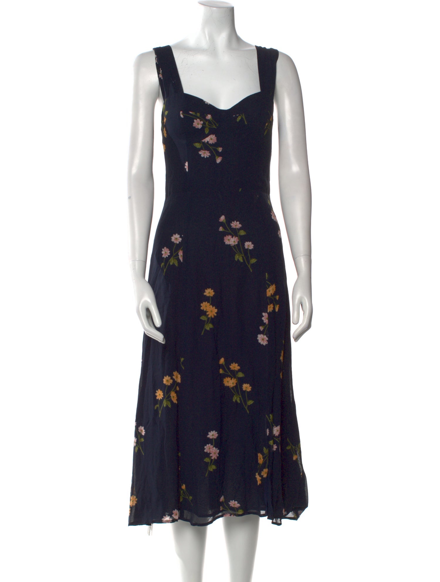 Reformation Floral Print Midi Length Dress