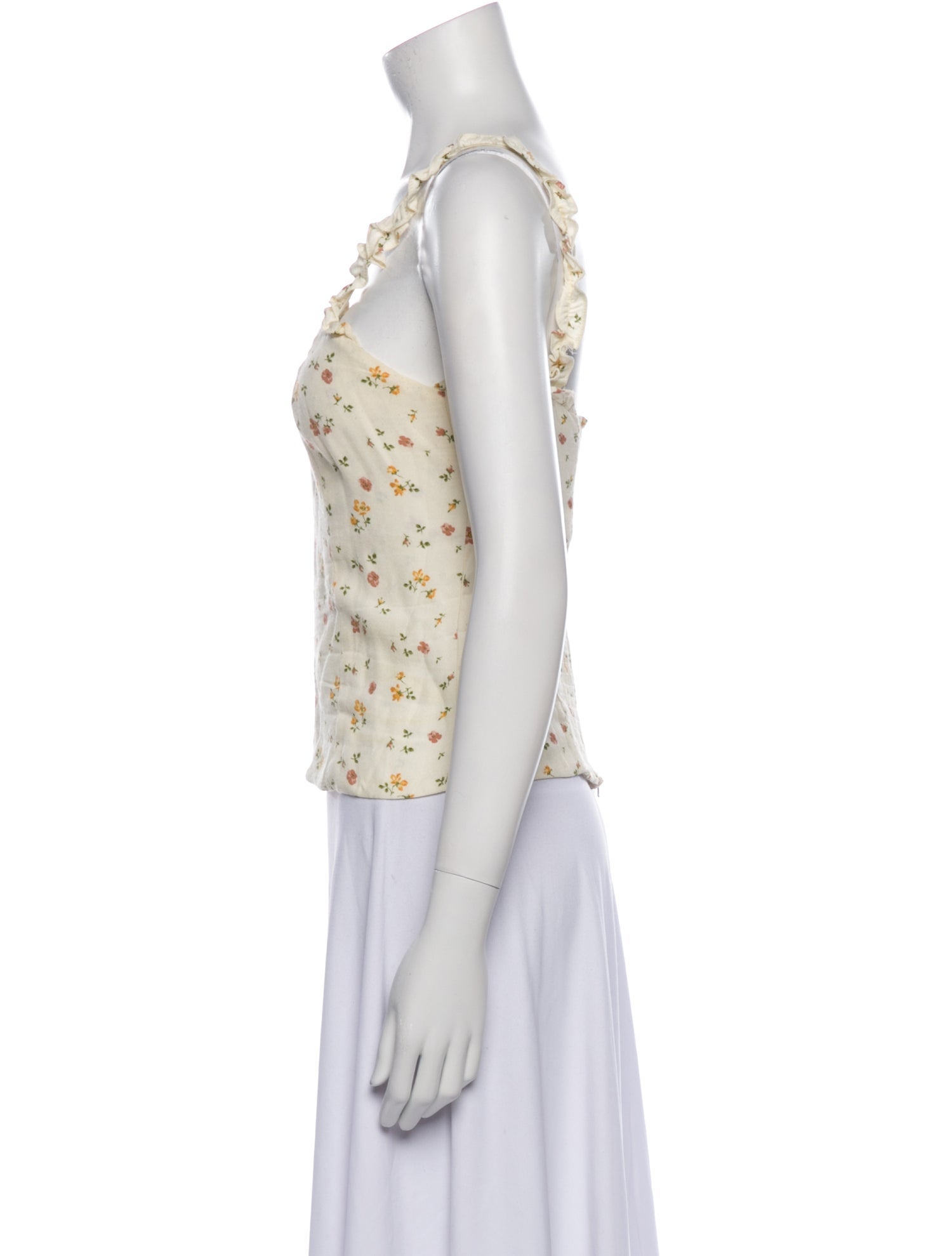 Reformation Floral Print Square Neckline Top