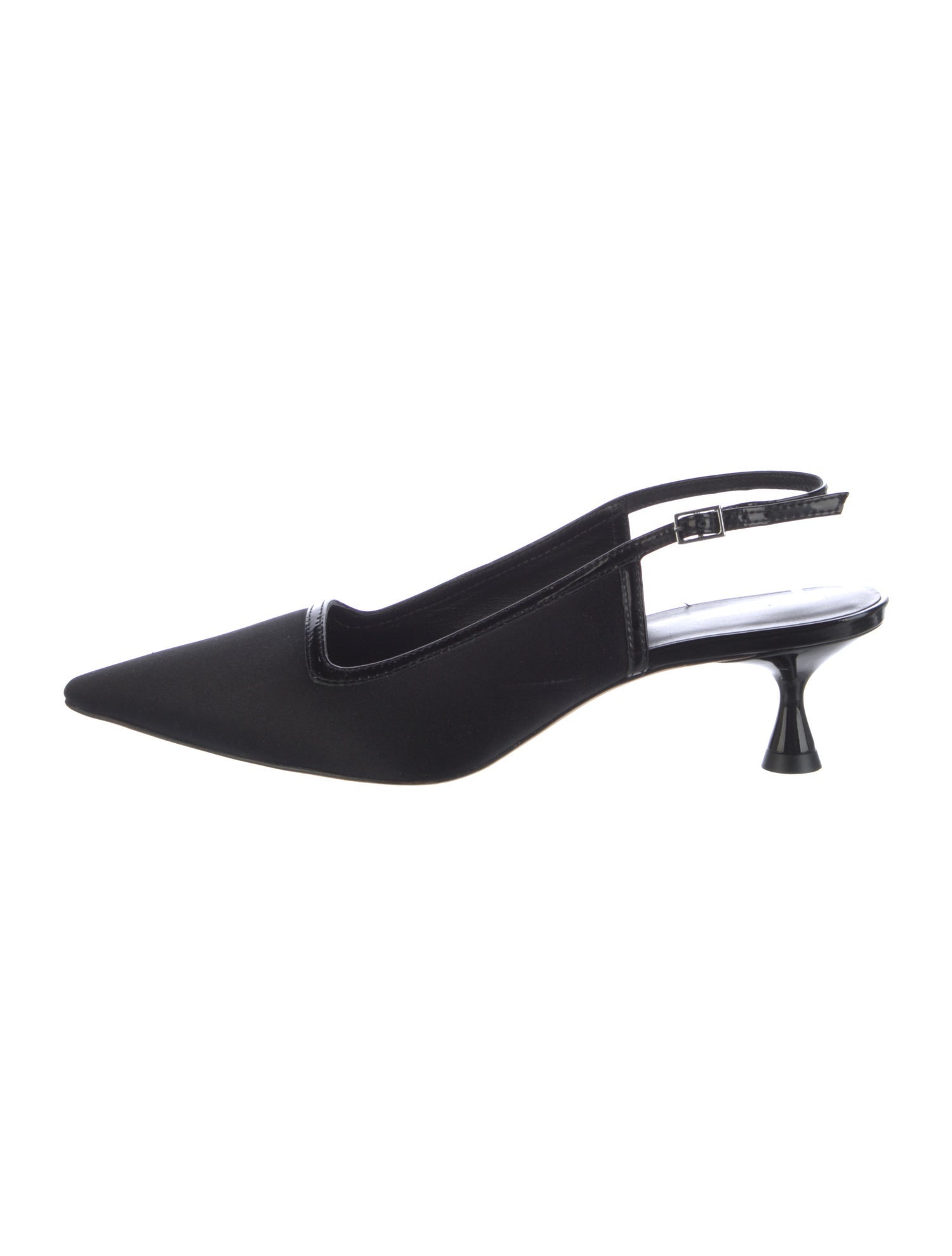 Reformation Satin Leather Trim Embellishment Slingback Pumps