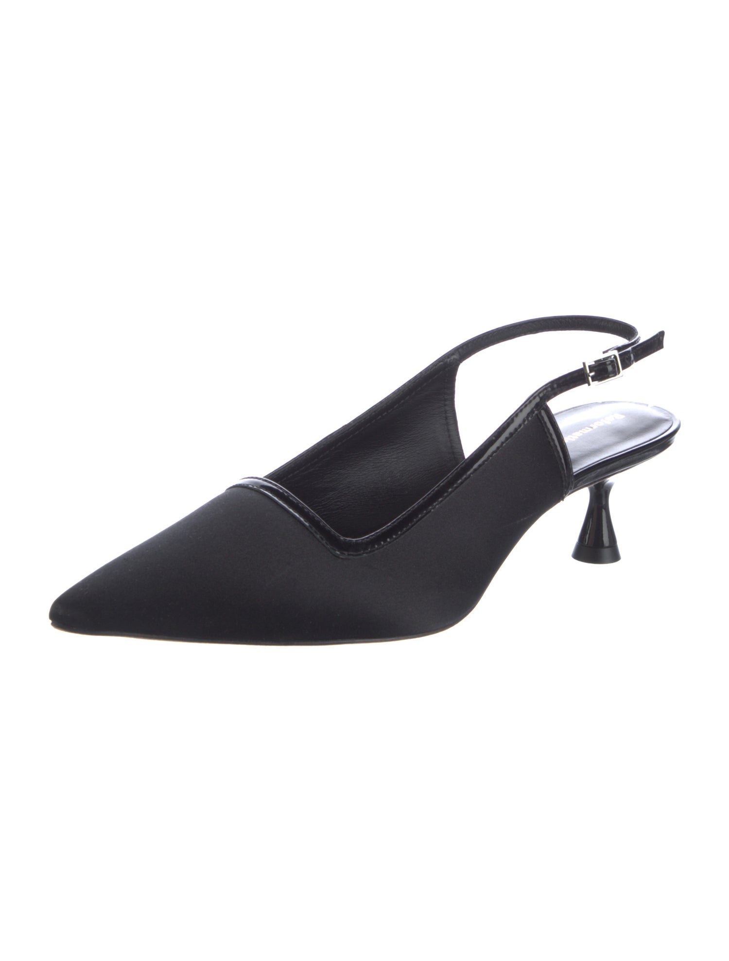 Reformation Satin Leather Trim Embellishment Slingback Pumps