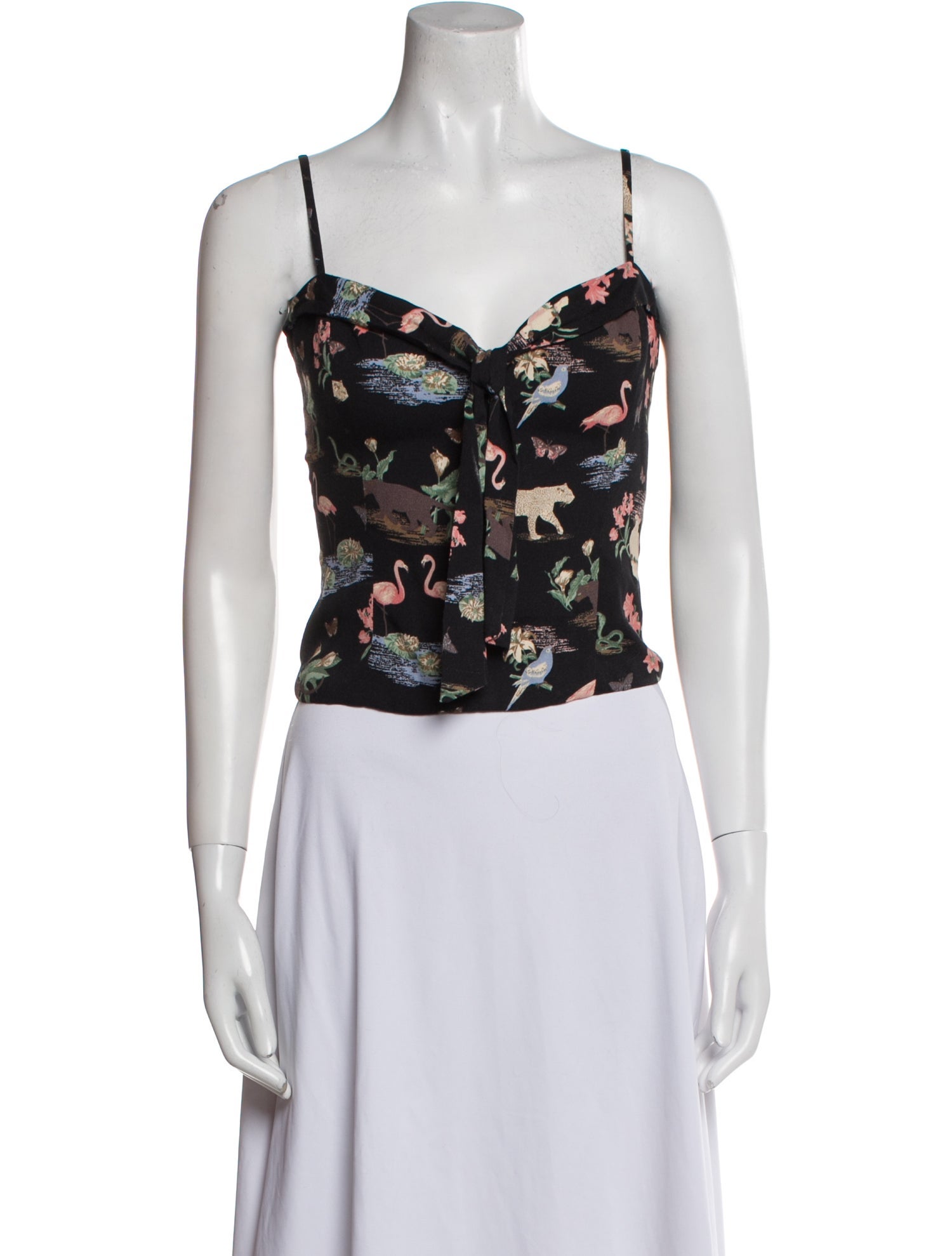 Reformation Floral Print V-Neck Crop Top