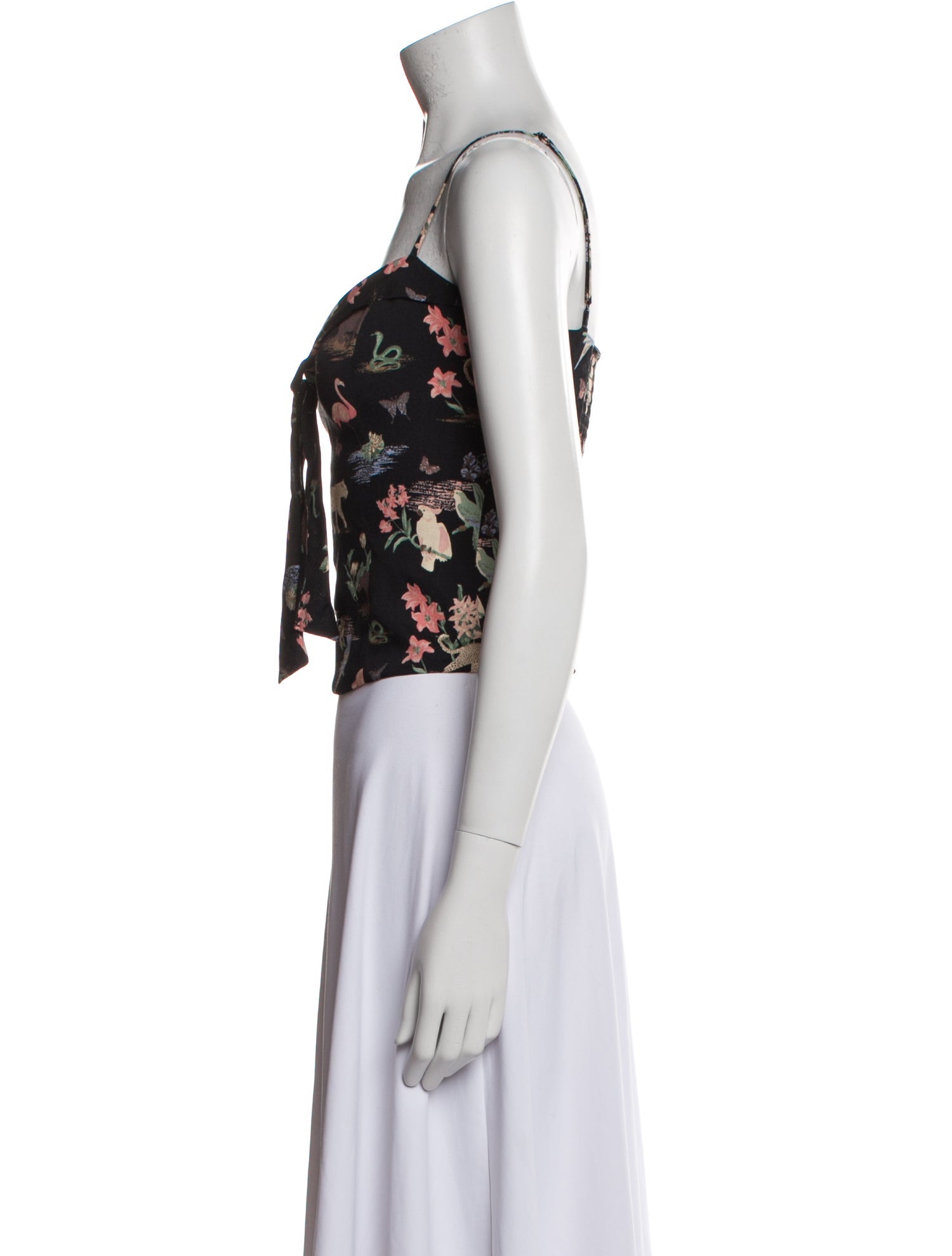 Reformation Floral Print V-Neck Crop Top