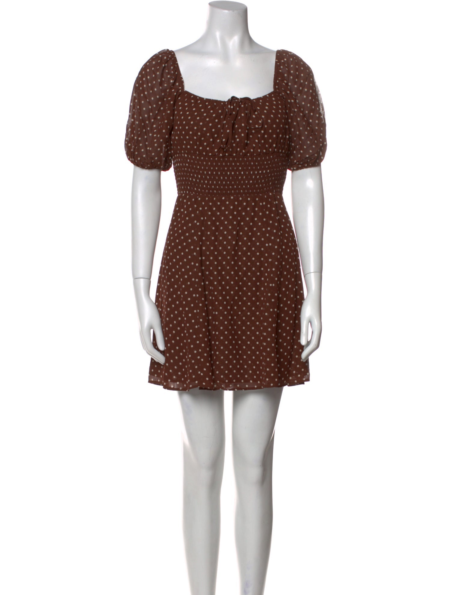 Reformation Polka Dot Print Mini Dress - Brown Dresses, Clothing -  WRFMN315744