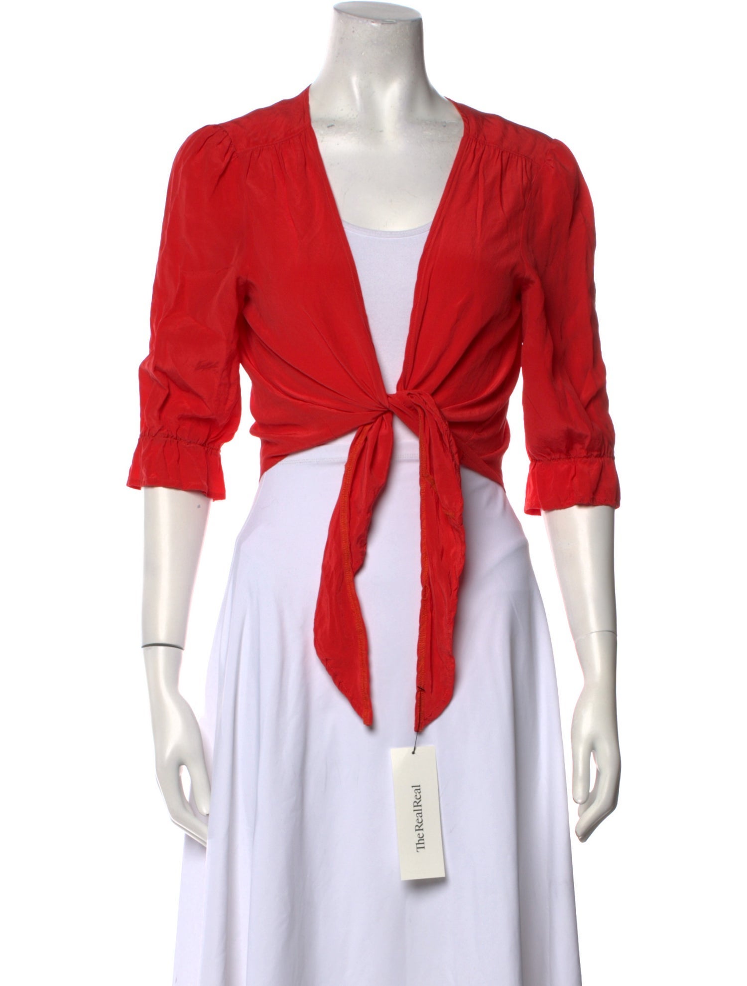 Reformation V-Neck Three-Quarter Sleeve Crop Top