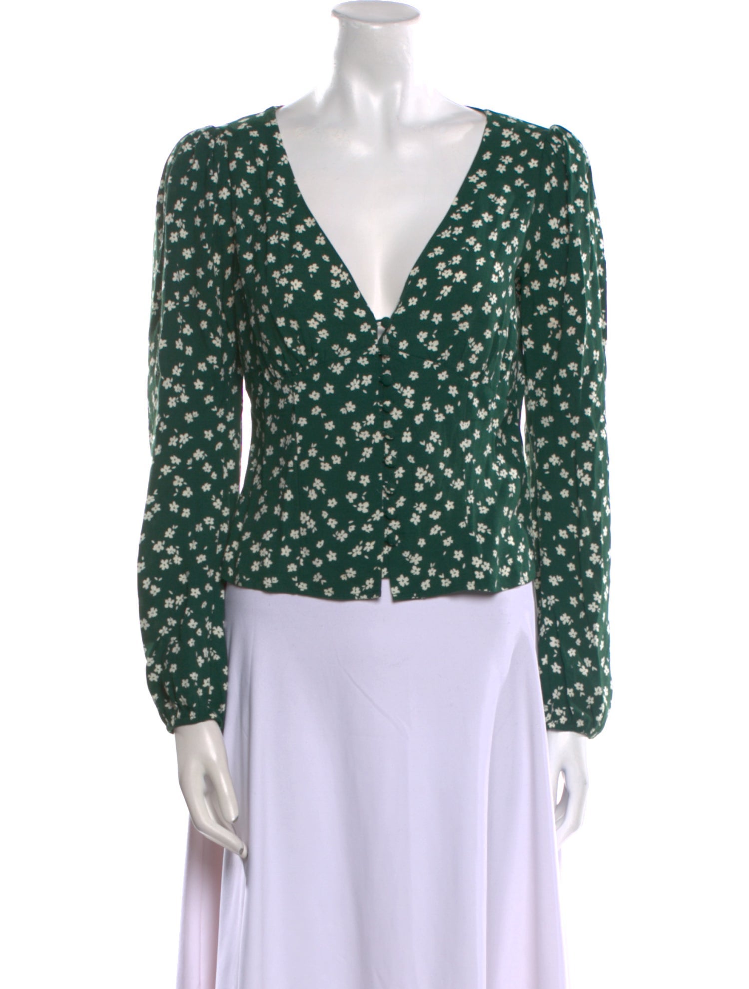 Reformation Polka Dot Print V-Neck Blouse