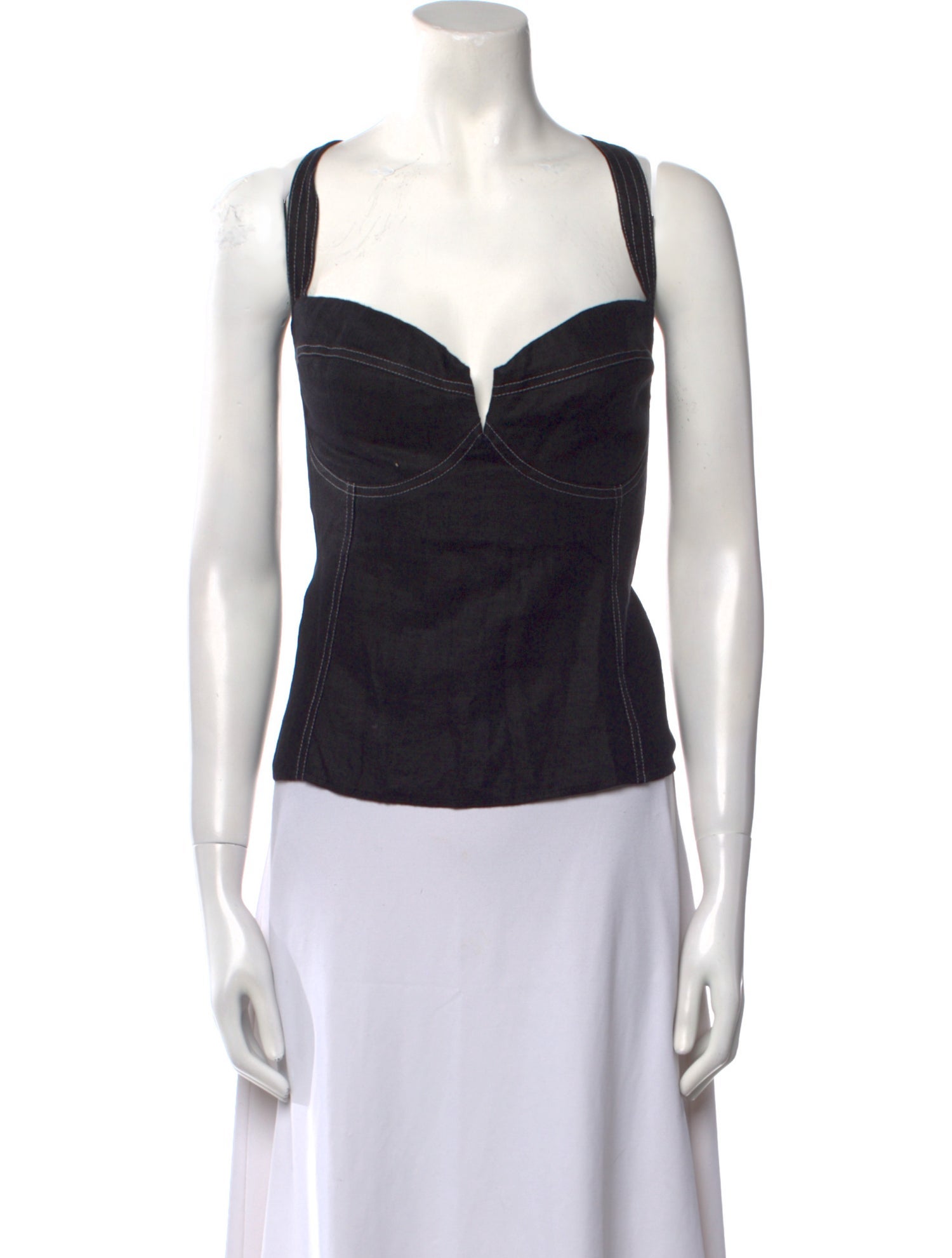 Reformation Linen Square Neckline Crop Top