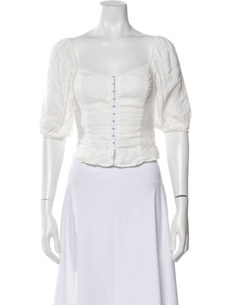 Reformation Linen Square Neckline Crop Top