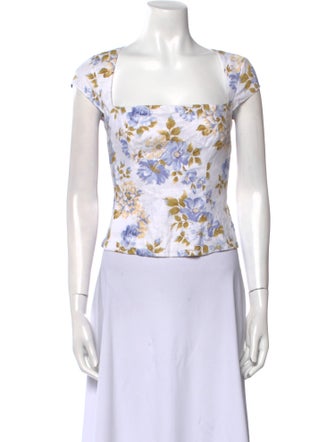 Reformation Linen Floral Print Crop Top