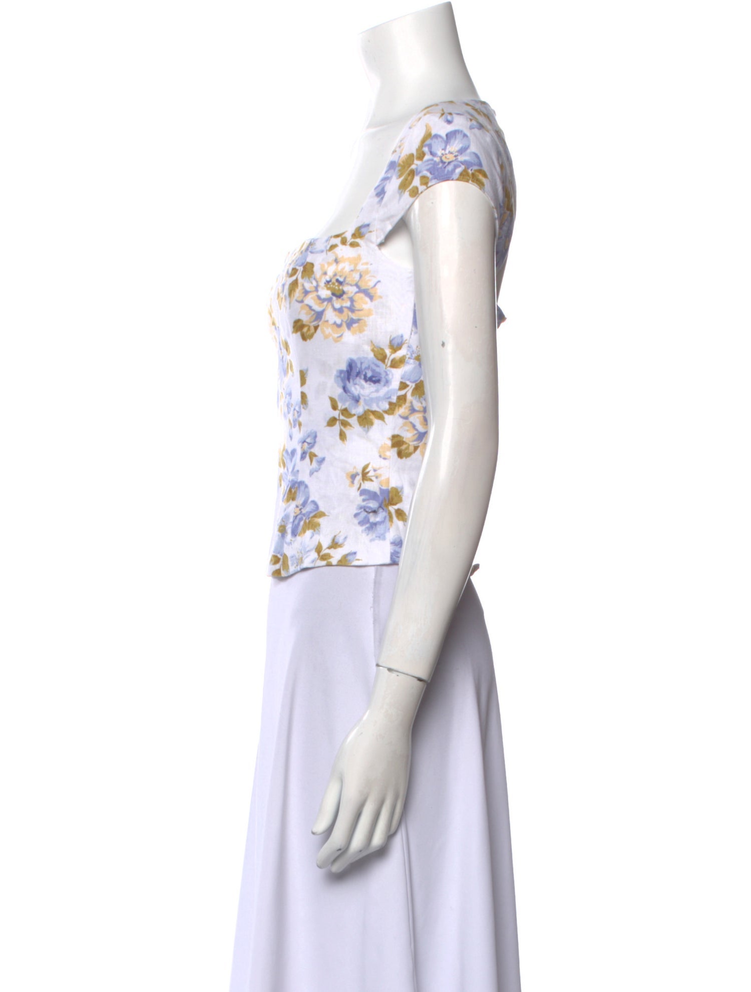 Reformation Linen Floral Print Crop Top