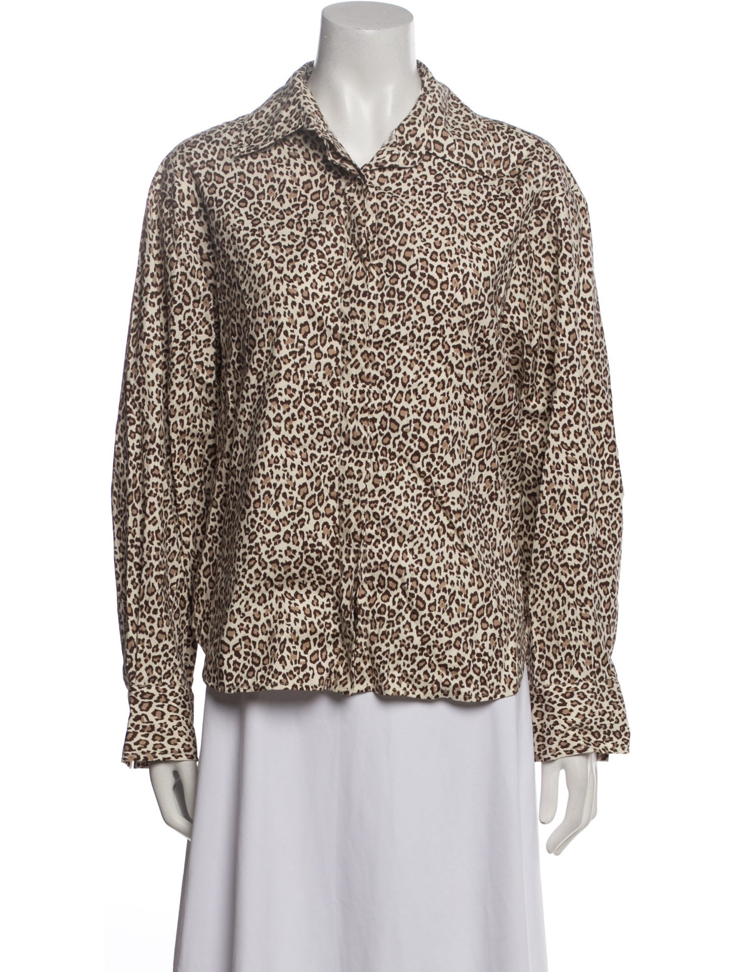 Reformation Printed Long Sleeve Button-Up Top
