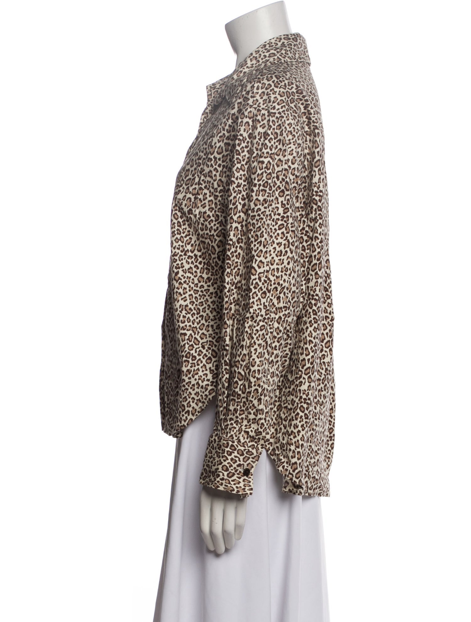 Reformation Printed Long Sleeve Button-Up Top