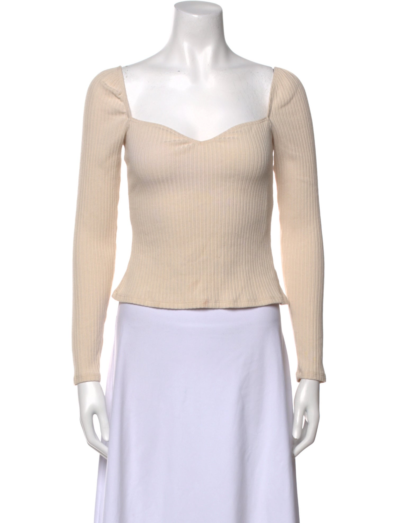 Reformation Square Neckline Long Sleeve Crop Top