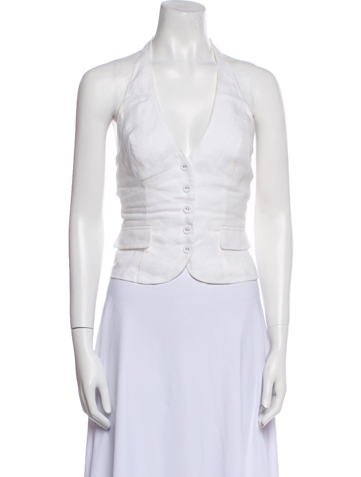 Reformation Linen V-Neck Crop Top