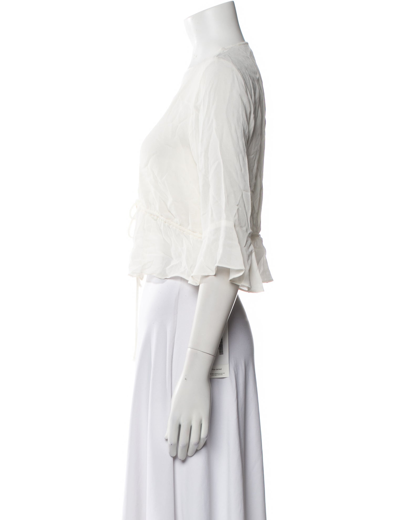 Reformation V-Neck Three-Quarter Sleeve Crop Top